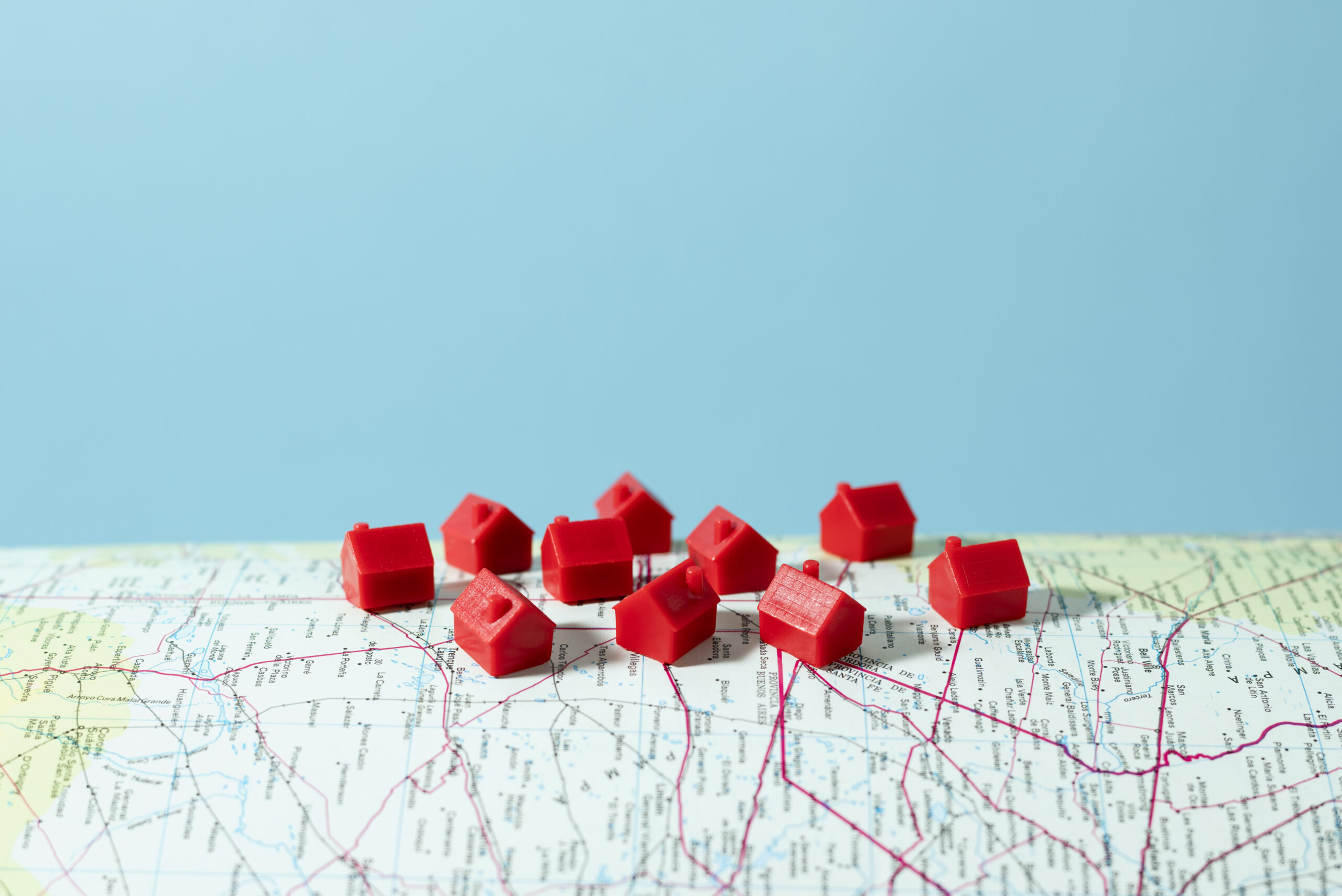 Casas para investir em um mapa